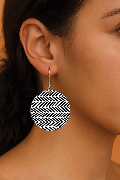 Cekuonline Women's Earrings Patterned Stylist Hooked 3.5X5Cm Round Transparent Earrings Cerening