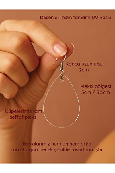 Cekuonline Women's Earrings Patterned Stylist Hook Printed Earrings Drop Transparent History