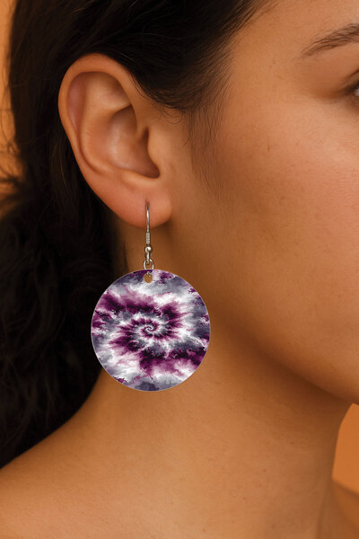 Cekuonline Women's Earrings Patterned Stylist Hooked 3.5X5Cm Round Transparent Earrings Deep