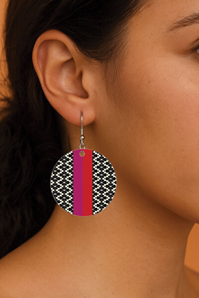 Cekuonline Women's Earrings Patterned Stylist Hooked 3.5X5Cm Round Transparen...