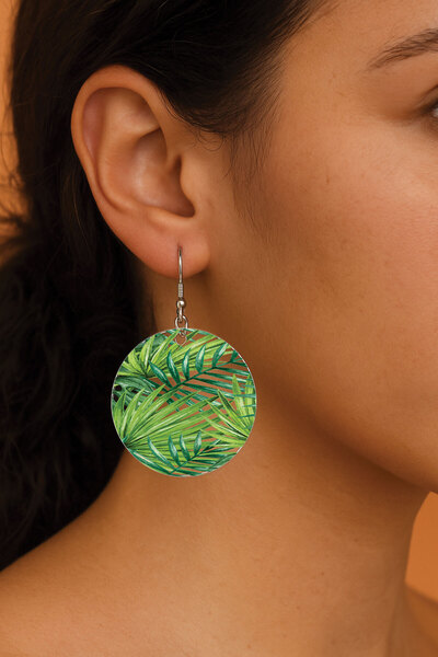 Cekuonline Women's Earrings Patterned Stylist Hooked 3.5X5Cm Round Transparent Earrings Amazone