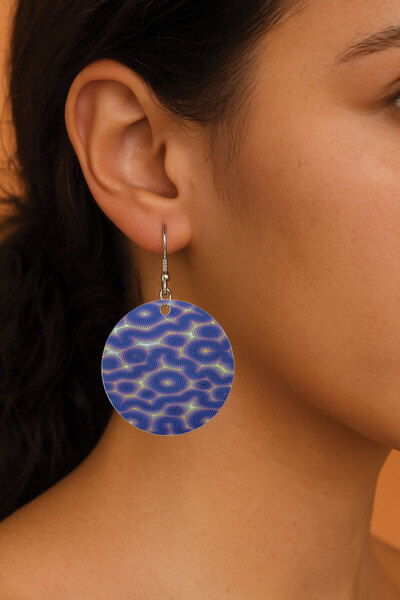 Cekuonline Women's Earrings Patterned Stylist Hooked 3.5X5Cm Round Transparent Earrings Filippa