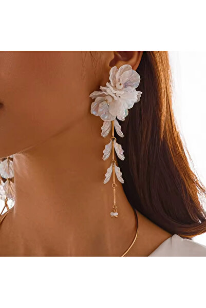 HOSBUTIK Büyük boy beyaz ZA küpe