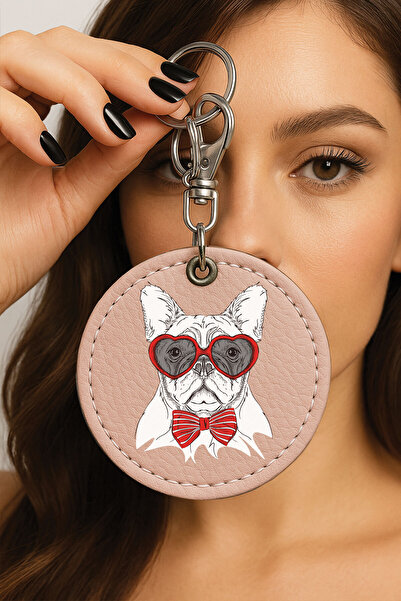 Cekuonline Premium Faux Leather Patterned Themed Metal Hook Keychain 6X6Cm Pi...