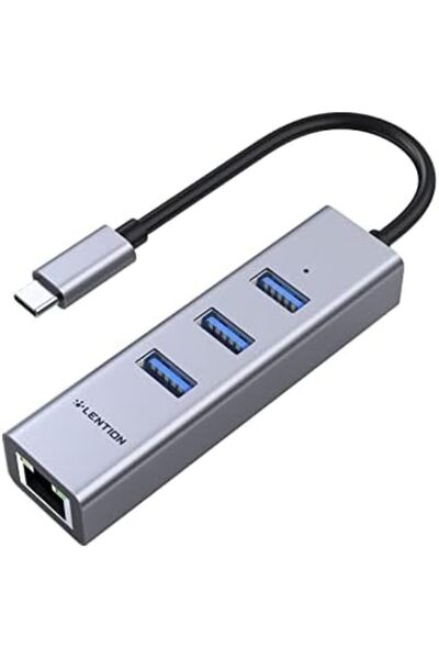 LENTION USB C Hub Ethernet Adapter, 3 USB 3.0 Ports, RJ45 Network Connector