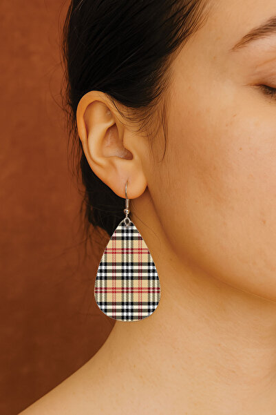 Cekuonline Women's Earrings Patterned Stylist Hook Printed Earrings Drop Transparent Burbe