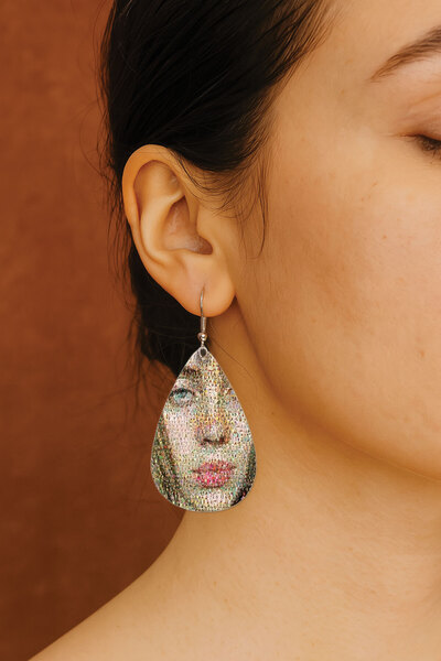 Cekuonline Women's Earrings Patterned Stylist Hook Printed Earrings Drop Transparent Billie