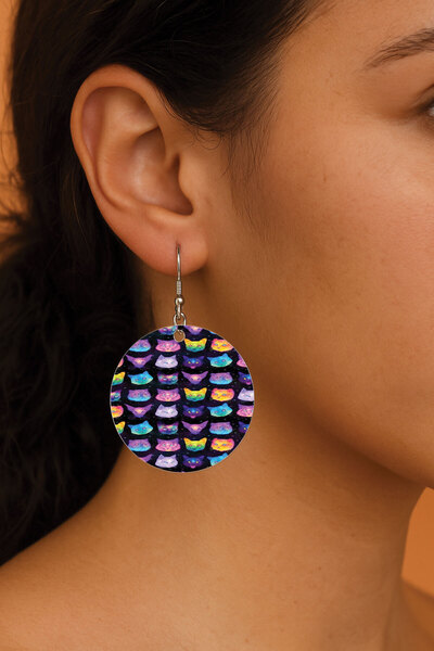 Cekuonline Women's Earrings Patterned Stylist Hooked 3.5X5Cm Round Transparen...