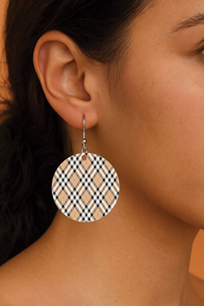 Cekuonline Women's Earrings Patterned Stylist Hooked 3.5X5Cm Round Transparen...