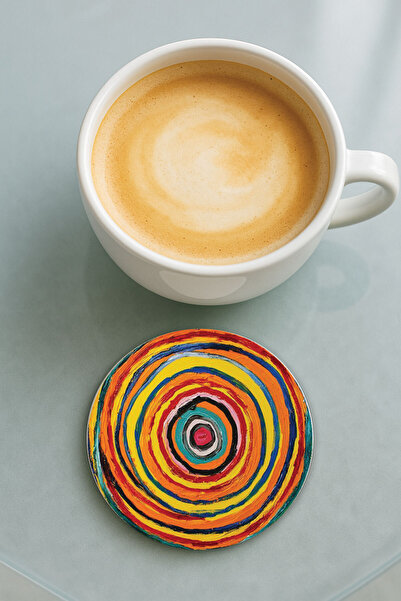 Cekuonline قاعدة أكواب دائرية من البليكسي جلاس مع نقش مطبوع وتصميم دوامي فردي