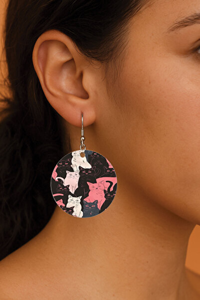 Cekuonline Women's Earrings Patterned Stylist Hooked 3.5X5Cm Round Transparent Earrings Claire