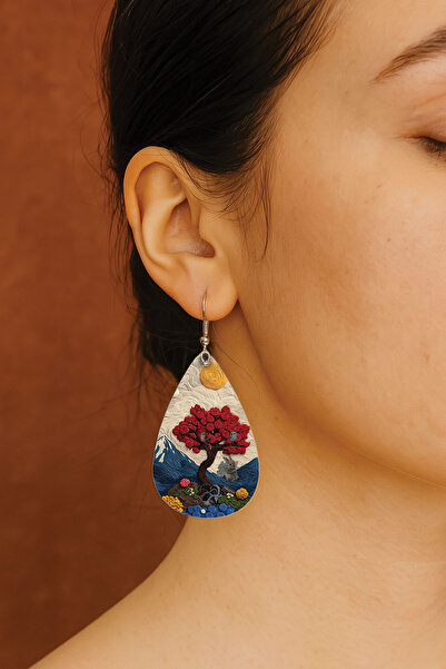 Cekuonline Women's Earrings Patterned Stylist Hook Printed Earrings Drop Transparent Agatha