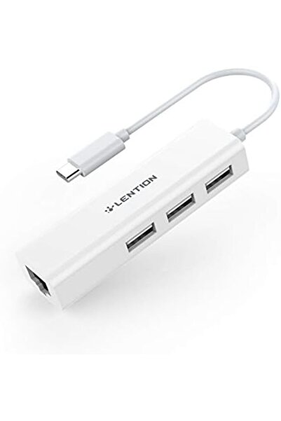 LENTION USB C to 3 USB 2.0 Ports Hub with RJ45 Ethernet LAN Adapter Compatible 2023-2016 MacBook Pro
