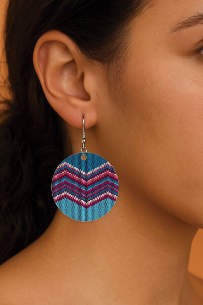 Cekuonline Women's Earrings Patterned Stylist Hooked 3.5X5Cm Round Transparent Earrings 90S