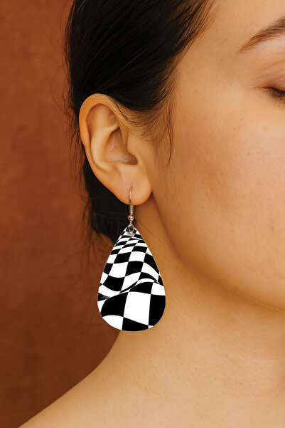 Cekuonline Women's Earrings Patterned Stylist Hook Printed Earrings Drop Transparent Formula45111