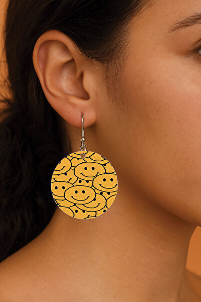 Cekuonline Women's Earrings Patterned Stylist Hooked 3.5X5Cm Round Transparen...