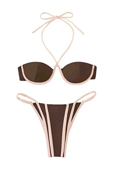 Mixbo Two-Piece Swimsuit, Brown Rose, Size S