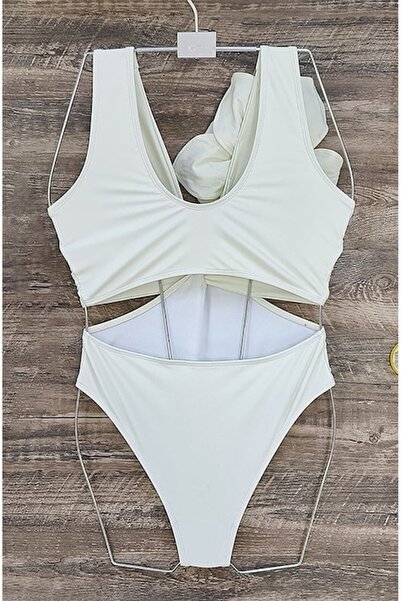 Mixbo Elegant Flower One-Piece Swimsuit, Size M