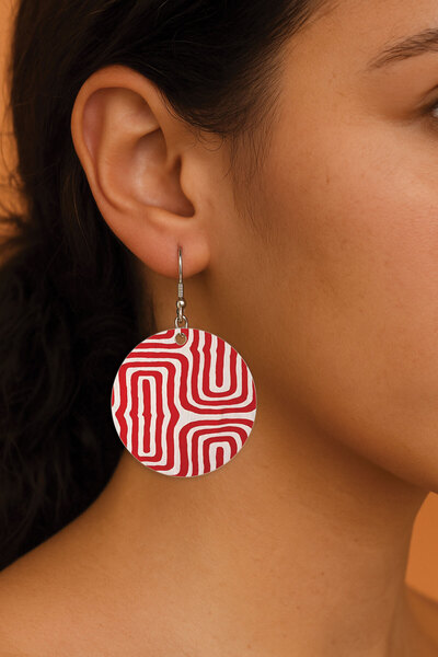 Cekuonline Women's Earrings Patterned Stylist Hooked 3.5X5Cm Round Transparent Earrings Alfreda