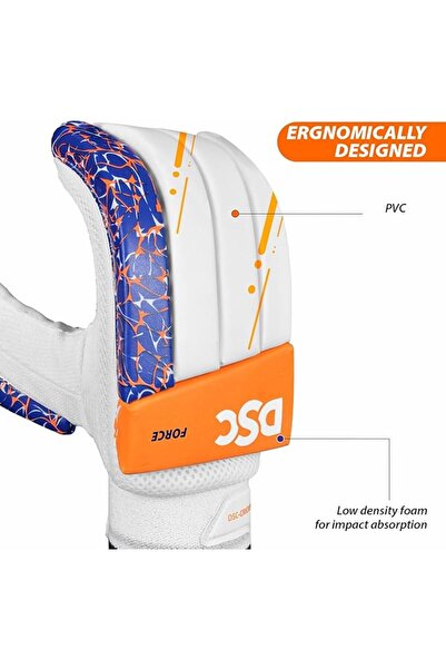 DSC Intense Force Leather Cricket Batting Gloves, Boys Left (White Fluro Yellow)
