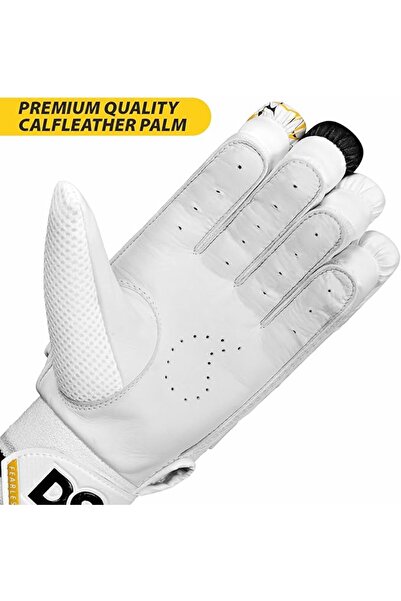 DSC Intense Valor Leather Cricket Batting Gloves, Mens Right (White Turquoise)