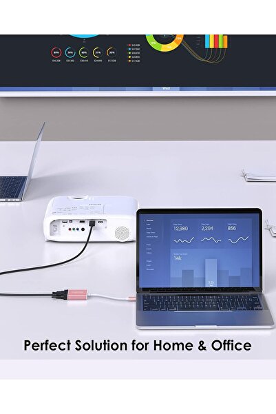 LENTION محول كابل USB-C إلى VGA (ذهبي وردي)