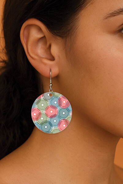 Cekuonline Women's Earrings Patterned Stylist Hooked 3.5X5Cm Round Transparent Earrings Barks