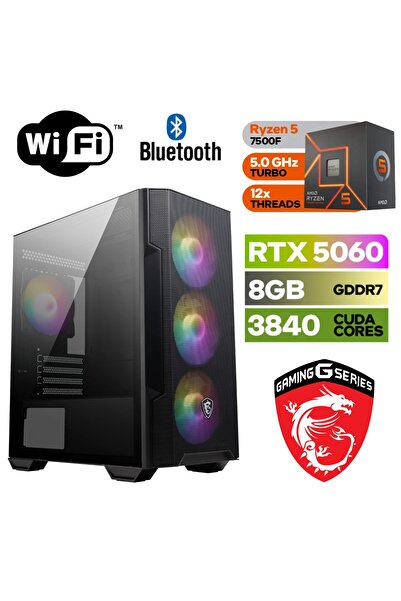 MSI Msı-ŞAFAK-Gaming Ddr5 -Rtx 5060 8GB – Ryzen 5 7500F – 32GB DDR5 RAM – 1 Tb M.2 SSD – WİN11 PRO
