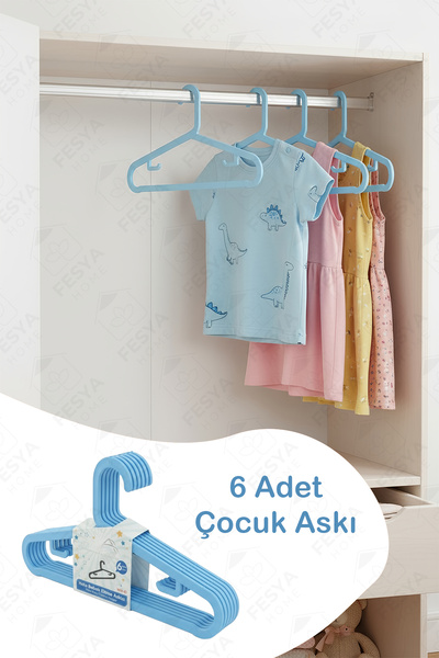 Fesya Home HOLA 6'lı Çocuk-Bebek Askısı Mavi