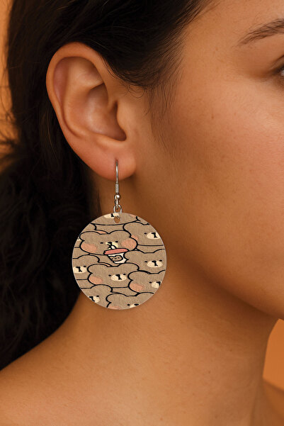 Cekuonline Women's Earrings Patterned Stylist Hooked 3.5X5Cm Round Transparen...