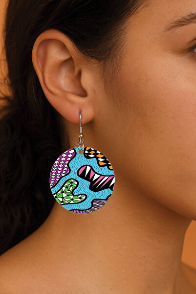 Cekuonline Women's Earrings Patterned Stylist Hooked 3.5X5Cm Round Transparen...