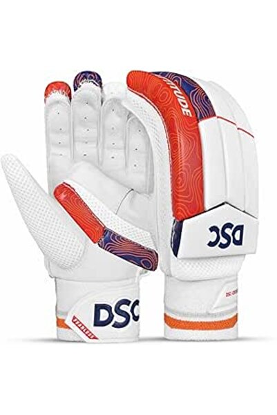DSC Intense Attitude Leather Cricket Batting Gloves, Youth Right (Red Purple)