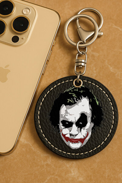 Cekuonline سلسلة مفاتيح معدنية مطبوعة بنمط جلد صناعي مقاس 6 × 6 سم باللون الأسود - جوكرارت