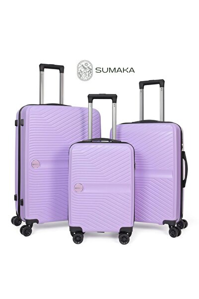 SUMAKA حقيبة سفر مصنوعة من مادة ABS+PC - مجموعة من 3 قطع بمقاسات 20+24+28 بوص...