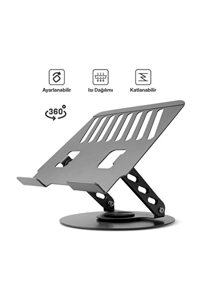 POWERWAY Karbon Çelik Metal Laptop Standı – Ayarlanabilir, Isı Dağıtımlı 11"-...