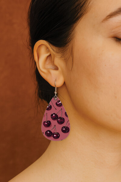 Cekuonline Women's Earrings Patterned Stylist Hook Printed Earrings Drop Tran...