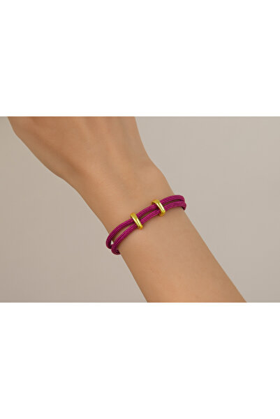 Herşey Nota سوار نسائي من الليلك بخيط مزدوج وحلقات ذهبية اللون – تصميم أنيق ق...