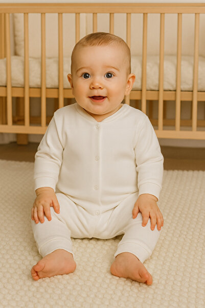 dinamik çocuk Newborn Baby Solid White Color Snap Fastener Unisex Baby Romper 100% Cotton Stretchy 1-3-6 Months