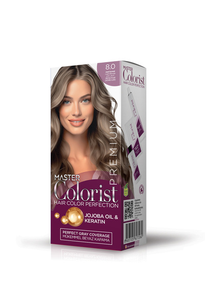 Master colorist Premium Yarı Kit Set Saç Boyası 8.0 Açık Kumral