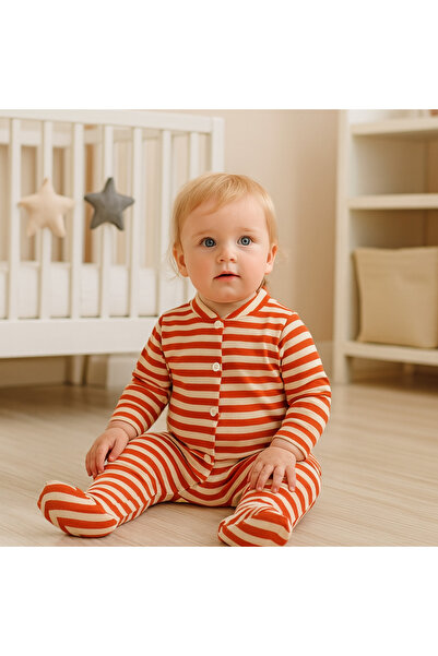 Pamira ÇİZGİLİ UZUN KOLLU PAMUKLU BEBEK TULUM