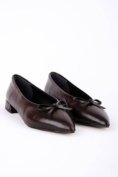 MY DERİ حذاء باليه نسائي بكعب منخفض من Purey موديل 4134