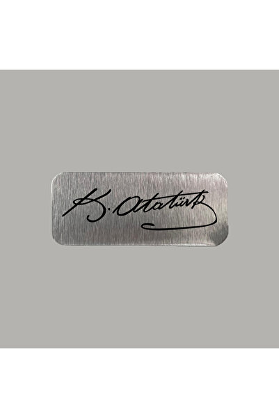 CRF Mustafa Kemal Atatürk İmzalı Metal Etiket 3x7 cm Arkası Yapışkanlı 1 Adet