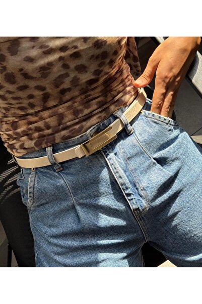 LİA KEMER Classic Plain Gold Buckle Belt