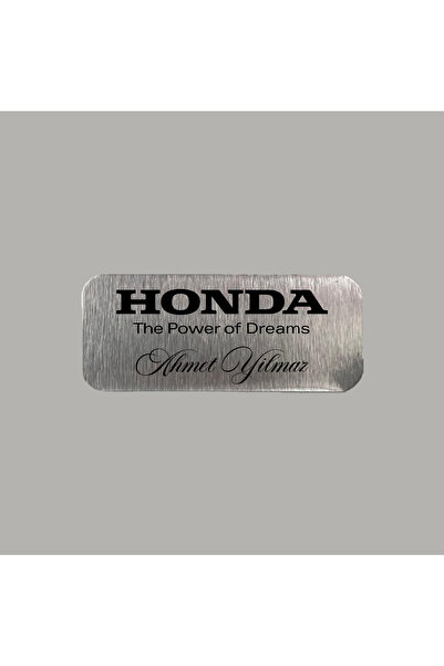 CRF Kişiye Özel Metal Etiket Honda İsim Soyisim 3x7 cm Arkası Yapışkanlı 1 Adet