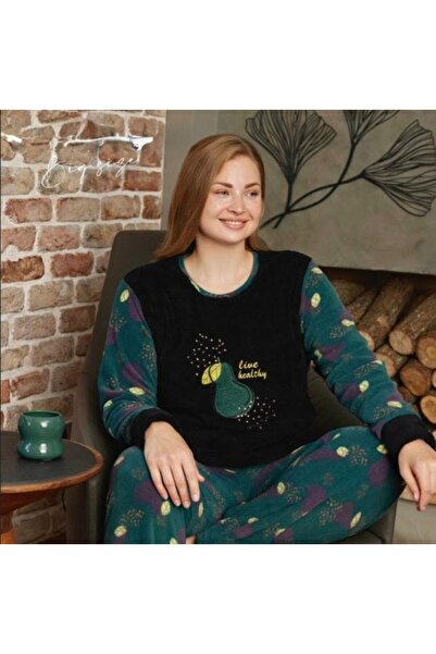 RAPAPA Kadın Büyük Beden Polar Pijama Takımı – Yumuşak ve Sıcak 14226