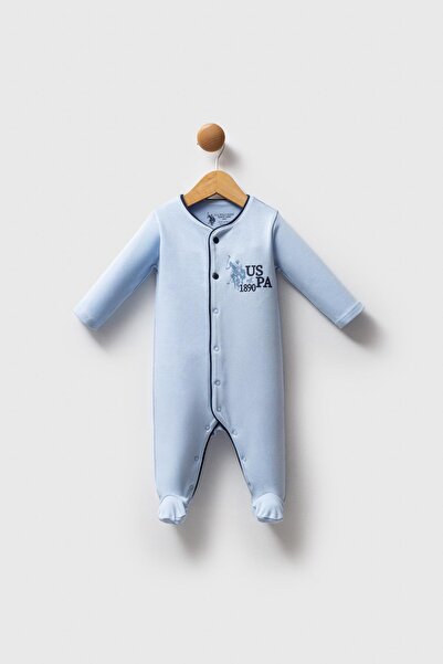 U.S. Polo Assn. Baby Boy Blue Jumpsuit, 100% Cotton