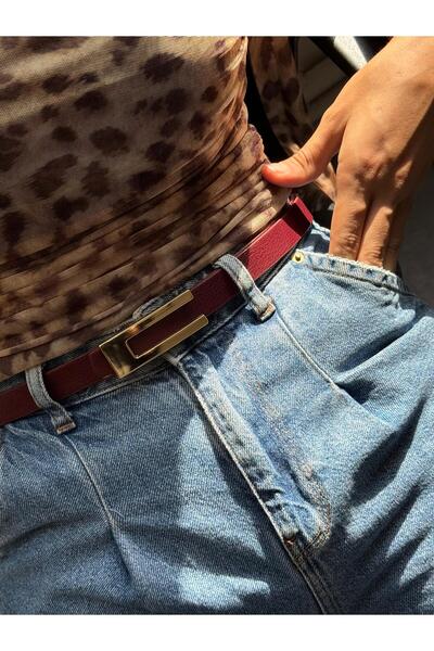 LİA KEMER Classic Plain Gold Buckle Belt