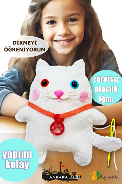 Ankara kedisi keçe dikiş seti - eğitici geliştirici Montessori oyuncak,sevimli oyuncak etkinlik seti