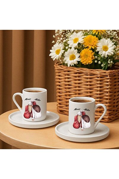 Çılgıntrend Kişiye Özel İkili Arkadaş Temalı Türk Kahvesi Fincan Seti – Hediy...