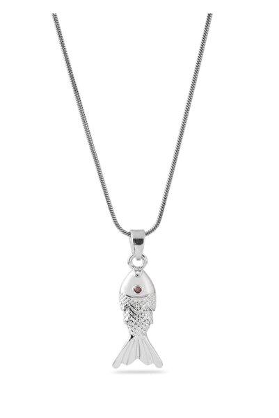 YUNİCCİ & CO قلادة فضية بنقش السمك